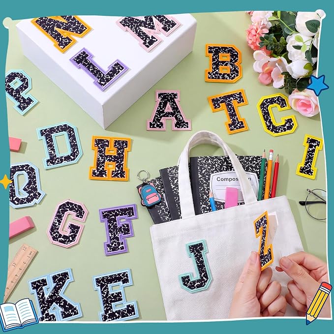 WILLBOND 52 Pcs Back to School Composition Poster Board Alphabet Patches 2.8 - Image 2