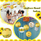 Panelee 12 Pcs Sunflower Paper Lanterns Party Decorations 8 Inch Hanging Round - Image 6