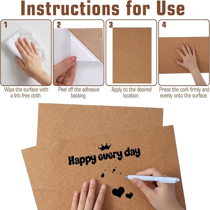 5 Pack Adhesive Cork Sheet, 1mm Thin Adhesive Cork Board Rectangle Cork Sticker - Image 5
