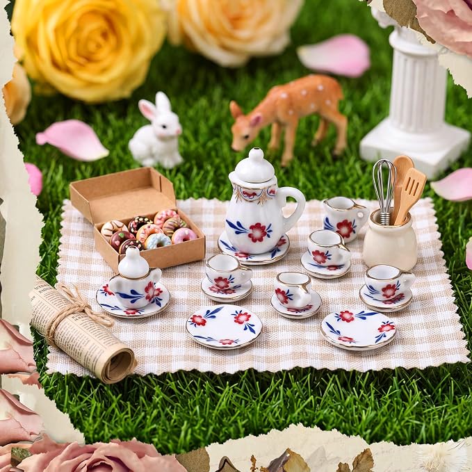 Geiserailie 2 Set 1:12 Dollhouse Miniature Porcelain Tea Cup 30 Pieces Mini - Image 4
