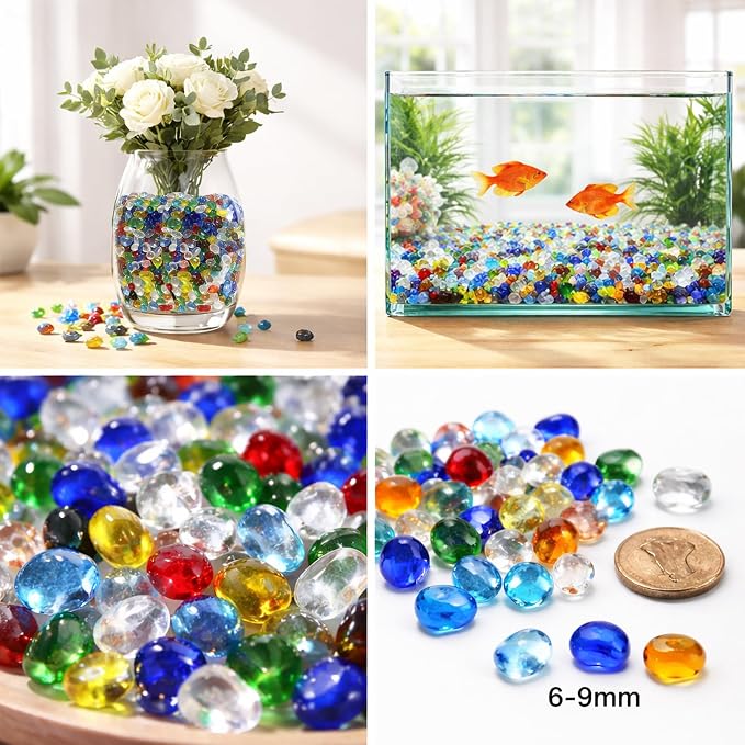 QYGL 0.55LB Light Blue Clear Glass Pebbles, Tumbled Sea Glass Stones - Image 6