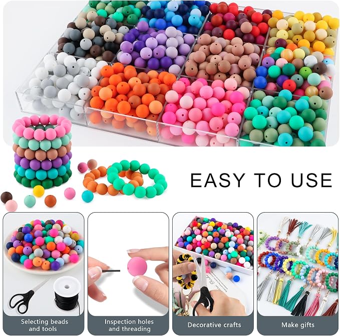 150Pcs Silicone Beads 15mm Mix Color, Bulk Silicone Beads 15mm - Image 4