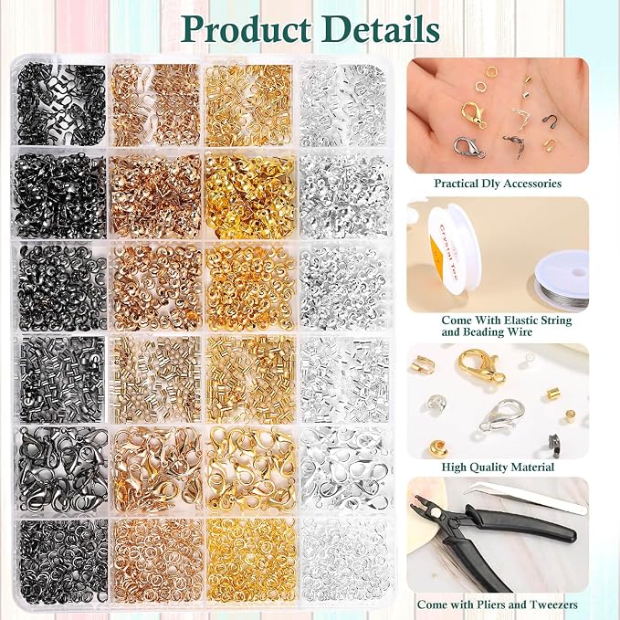 Acejoz 2165 Pcs Crimp Beads for Jewelry Making, Incliding Crimp Bead Covers - Image 4
