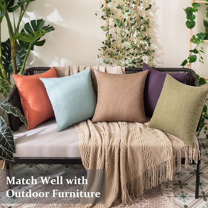 MIULEE Pack of 2 Decorative Outdoor Solid Waterproof Throw Pillow Covers Euro - Image 2