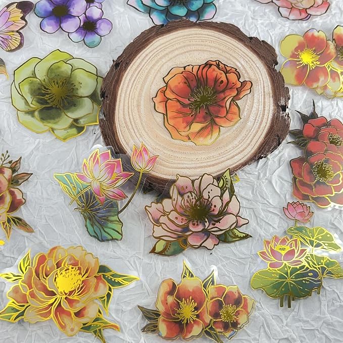 50Pcs Flower Stickers for Scrapbooking Journaling Junk Journal Scrapbook by Unknown