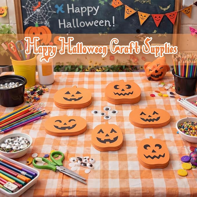 Ireer 48 Pcs Large Foam Pumpkin Cutouts 6 Inch Halloween Crafts Cutouts Fall - Image 6