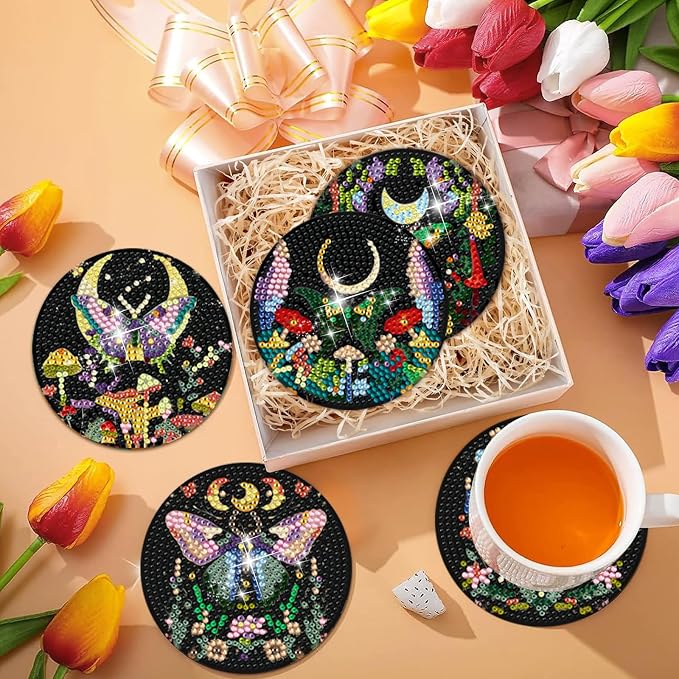 EWJRNSF 10 PCS Butterfly Diamond Art Coasters Kit - Image 7