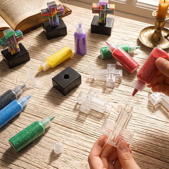Teyva Daily Sand Art Crosses Crafts Faith Kit Bulk 36 Crosses Bottles 18 - Image 4