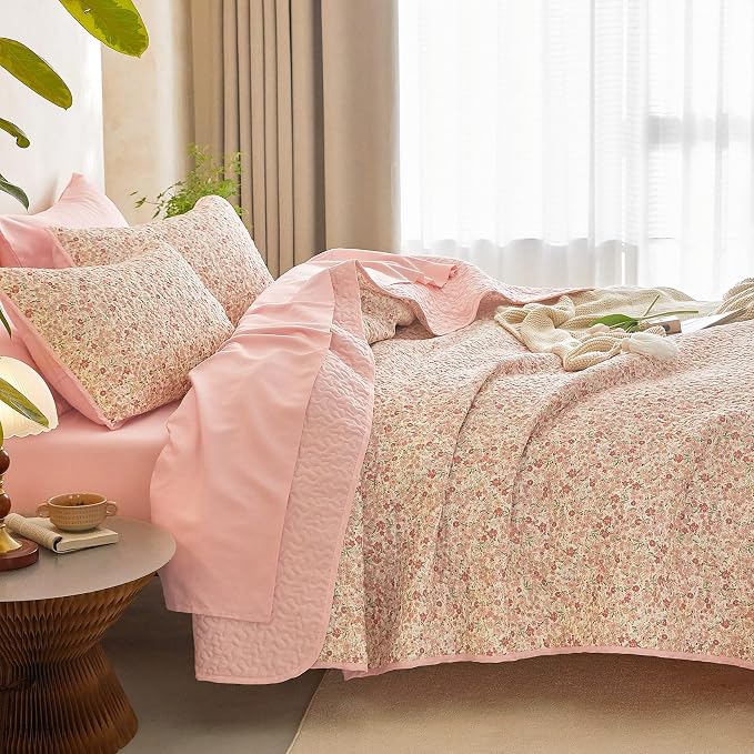 Wake In Cloud - Floral Quilt Set, Cute Vintage Flower Cottagecore Shabby Chic - Image 5