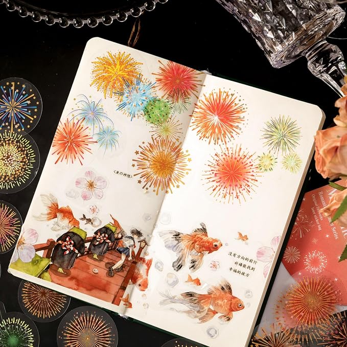 Yoksas 180Pcs Gold Foil Fantasy Fireworks Stickers Set - Image 7