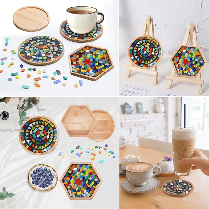 DIY Mosaic Tiles Crafts Kits for Adults, Mixed Stained Glass Mosaic Kit - Image 6