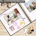 10 x 10 Inch Scrapbook Photo Album, Hardcover Kraft White Pages Arch Window - Image 6