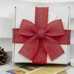 Red Burlap Ribbon 1-1/2 inch X 10 Yard Red Linen Wired Ribbon | Natural Linen - Image 5