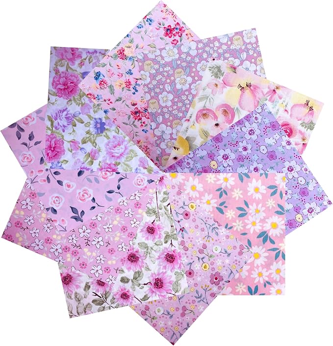 HANPATQUI 50PCS 5 x 5 inch 100% Cotton Fat Quarters Fabric by HANPATQUI