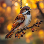 Eurasian Tree Sparrow Acrylic Suncatcher by Unknown
