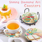 Benjenes 8 PCS Diamond Art Coasters Kits Book Diamond Painting Coaster | - Image 4