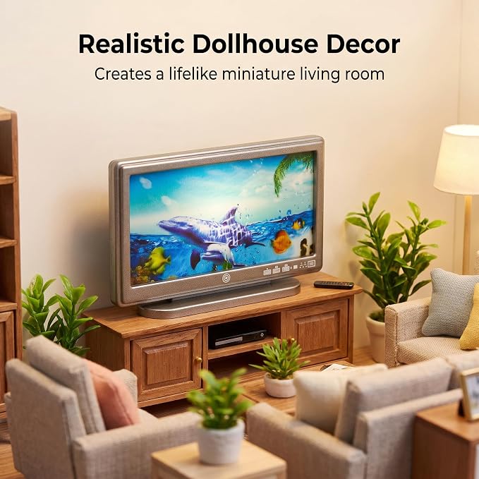 1:12 Scale Miniature TV Set, Tiny Television Dollhouse Furniture Accessories - Image 7