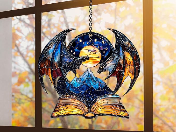 Fantasy Book Lover Acrylic Suncatcher Window Hanging Mini Bookshelf Decor - Image 3