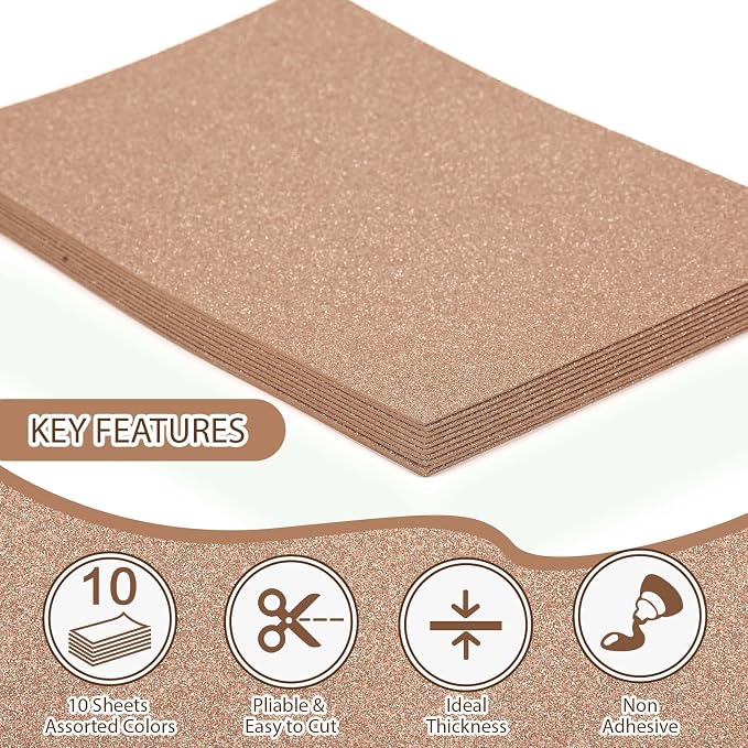 10 Pack Glitter Foam Sheets Craft 8 x 12 inch | Sparkles Foam Paper - Image 3