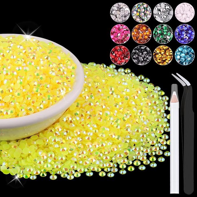8000PCS 3mm Resin Jelly Rhinestones in Bulk, Bedazzling Flatback Crystals by BELLEBOOST