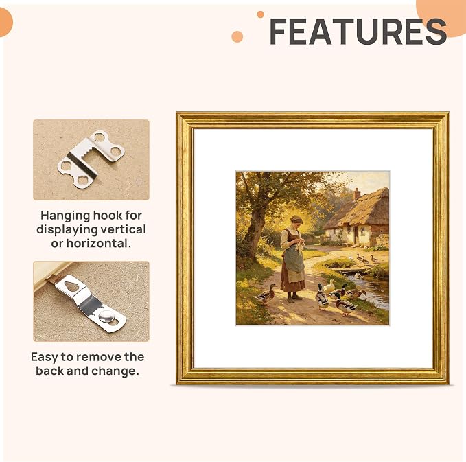 upsimples 12x12 Picture Frame, Vintage Frames Decor, Wall or Tabletop Display - Image 5