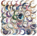 50PCS Dreamy Moon Crystal Gem Scrapbook Stickers – Clear Celestial Vinyl Decals by YOKSAS