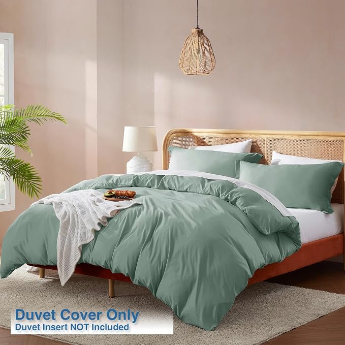Nestl Sage Green Duvet Cover Queen Size - Image 2