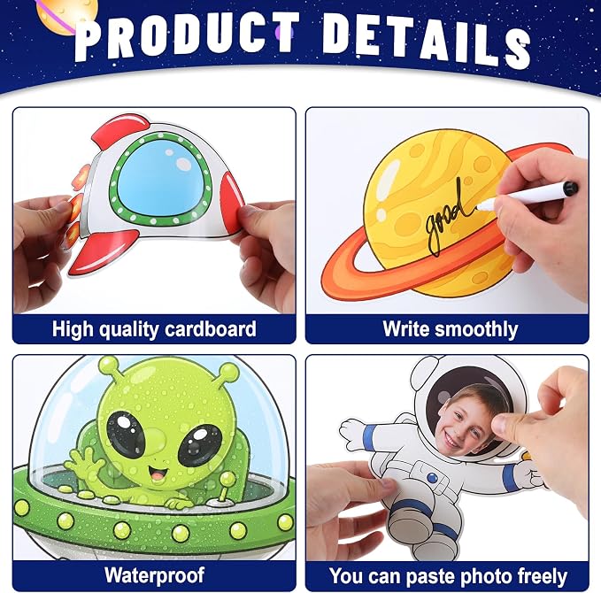 120pcs Outer Space Theme Cutouts Back to School Bulletin Board Decorations - Image 3