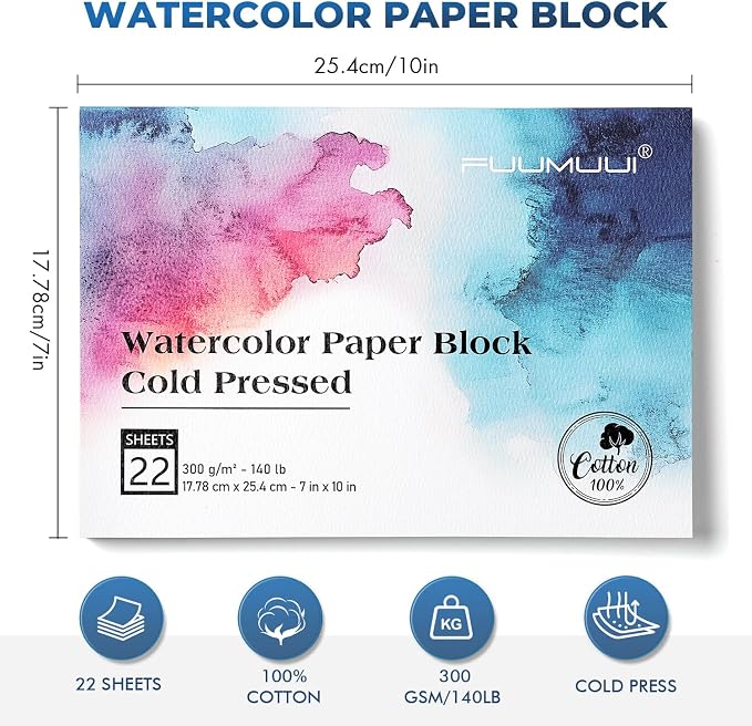 Watercolor Paper Block 7x10 Inch, Fuumuui 100% Cotton Watercolor Paper Pad of - Image 5