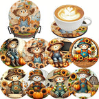 LWZAYS 8 Pcs 5D Autumn Scarecrow Diamond Art Coasters Kits by LWZAYS