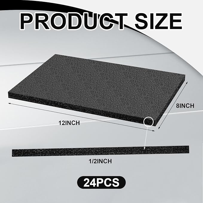 Frienda 24 Pcs 12" x 8" x 0.5" Polyethylene Foam Sheet Thick Black Packing Foam - Image 2