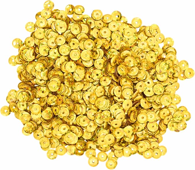 Mandala Crafts 6mm Cup Holographic Light Gold Sequins - Image 2