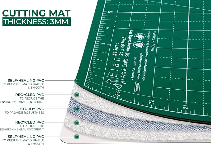 Elan Cutting Mat 36x60 Green, Extra Large Self Healing Cutting Mat 36 x 60 Inch - Image 3