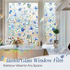 Coavas Stained Glass Window Privacy Film, Rainbow Static Cling Decorative - Image 2