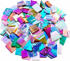 Iridescent Mosaic Glass Pieces Stained Glass Sheet Scraps by PALJOLLY