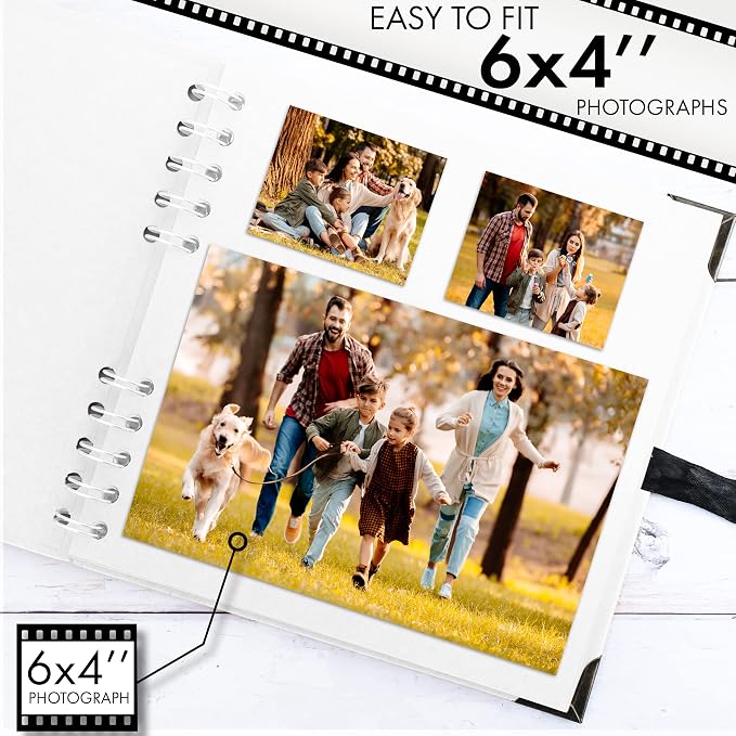 Bstorify Square Scrapbook Photo Albums 36 Pages White Thick Paper, Metal Corners - Image 4