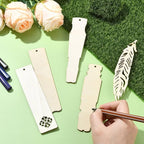 50 pcs 5 Styles Blank Theme Unfinished Wood Cutout Bookmarks Feather Flower - Image 4