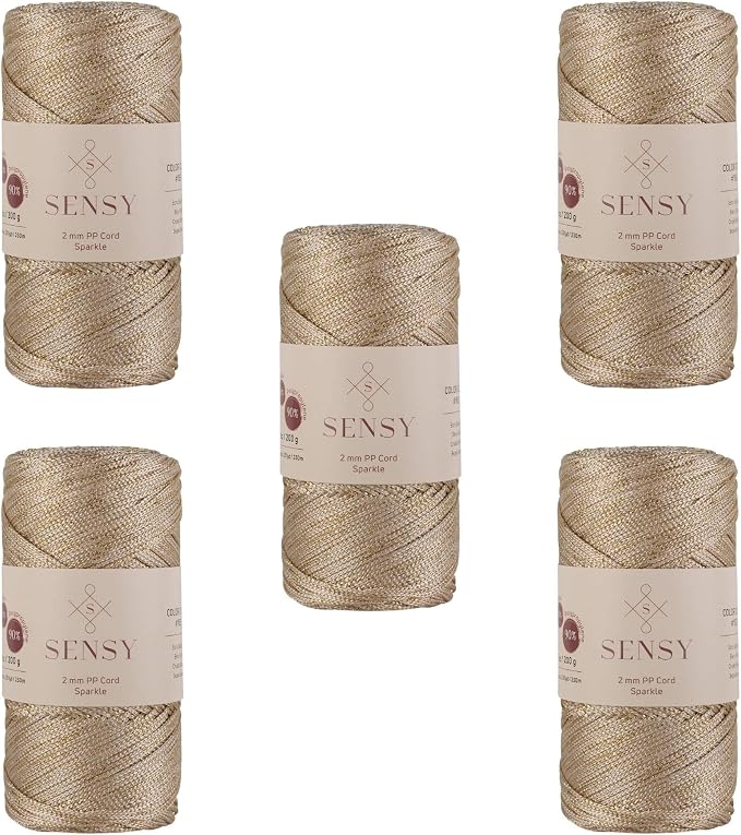 5 Skeins of Sensy Premium 2mm 251 Yards Sparkle Polyester Rope 90% by SSENSY