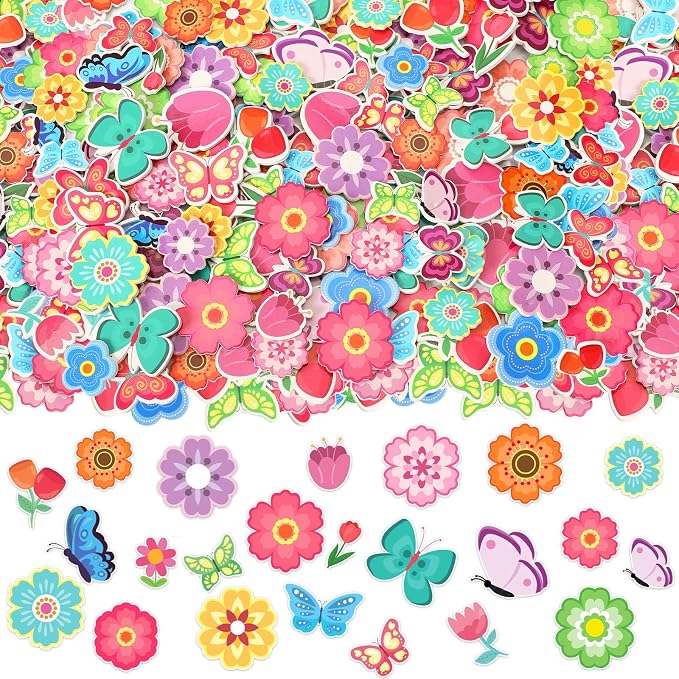 600Pcs Flower Foam Stickers Spring Butterfly Adhesive Stickers | Flower Decals by SEPGLITTER