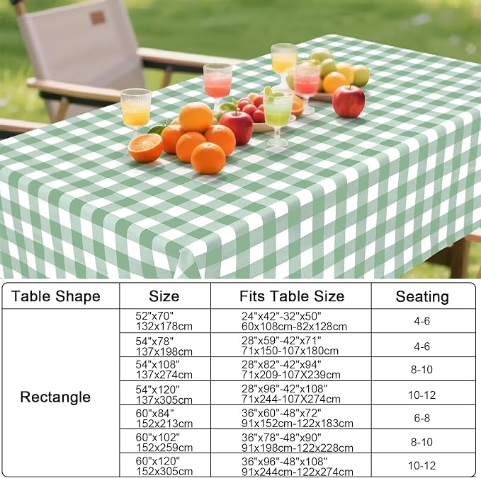 Smiry Rectangle Table Cloth, Waterproof Vinyl Tablecloth - Image 7