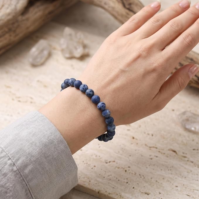 36pcs Natural Matte Olded Blue Sodalite Gemstone Beads，10mm Frosted Round Loose - Image 6
