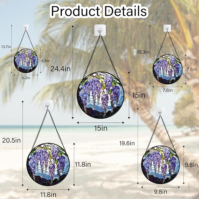 DASTOLL Stained Glass Window Hanging, and Mom 7.8x7.8 in - Image 5