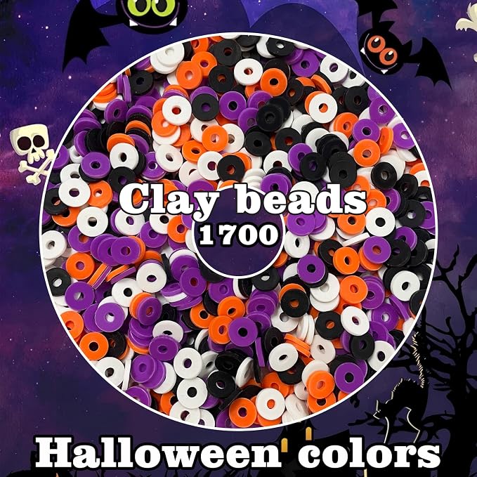 YMSDZHL 3300+PCS Clay Beads Bracelet Making Kit, Halloween DIY Flat Preppy Beads - Image 4