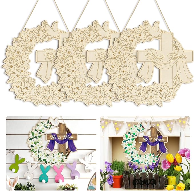 Large Size 12" Wooden Easter Ornaments to Paint, Wooden DIY Blank Unfinished by Sophena