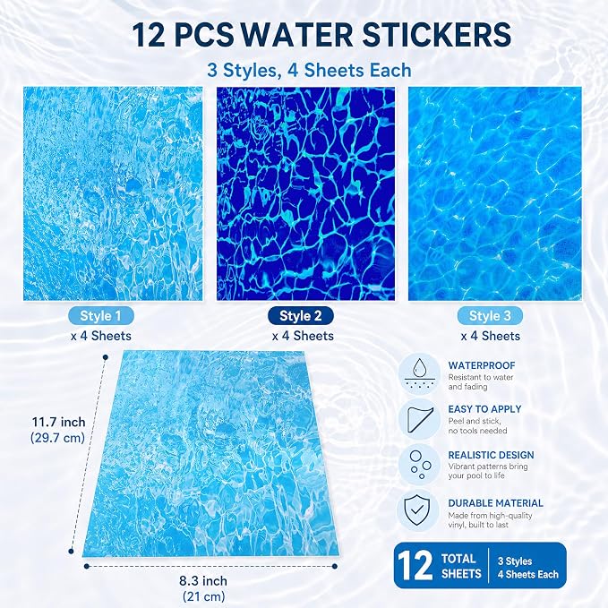 Warmtree 12 Pcs Ripple Water Sticker Materials Diorama Supplies | Pearlescent - Image 2