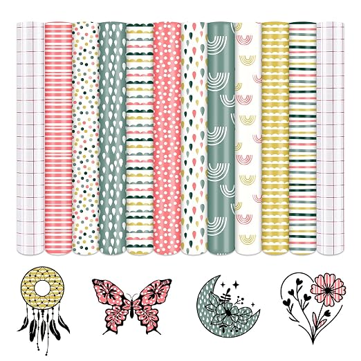Tintnut Rainbow Stripe Permanent Vinyl 10 Sheets 12x10in Adhesive Vinyl | Boho by Tintnut