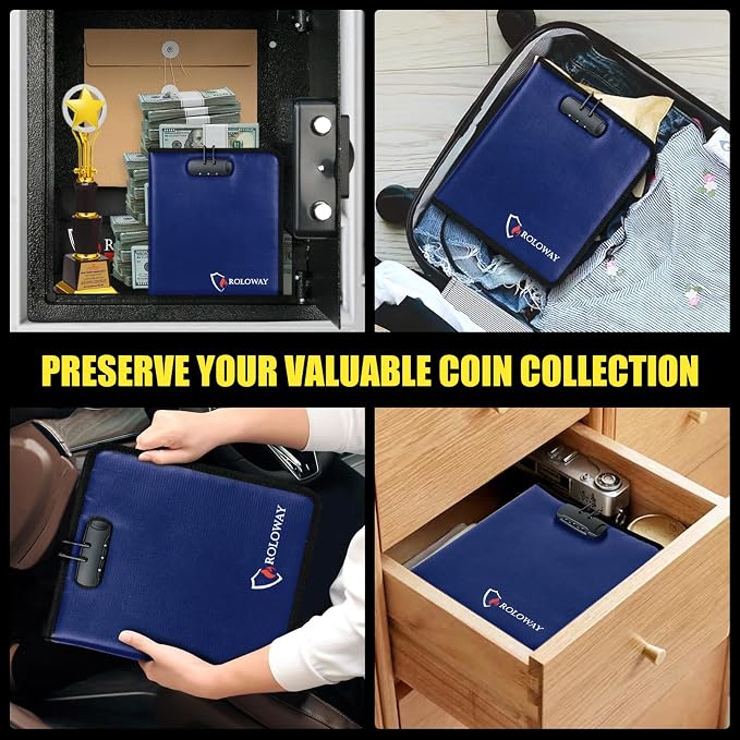 ROLOWAY Coin Collection Book 6400℉ Heat Insulated, 346 Pockets Fireproof Coin - Image 6