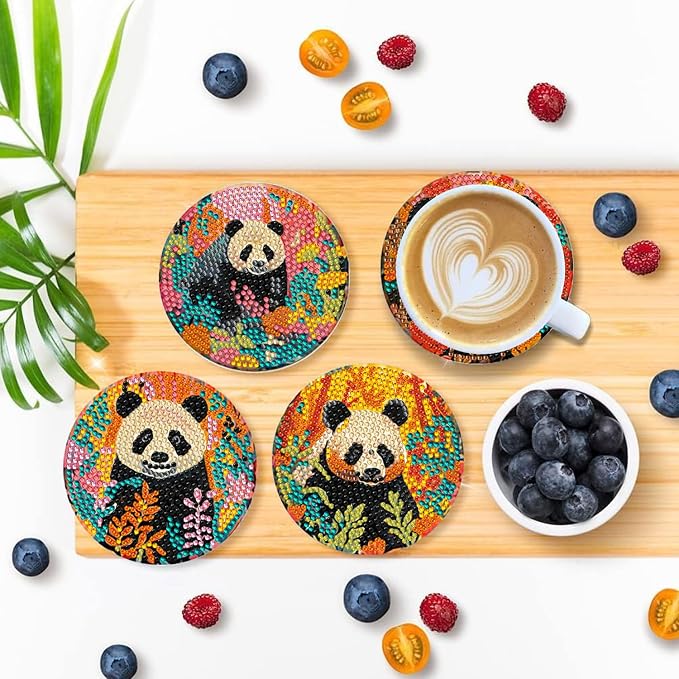 EWJRNSF 8 PCS Diamond Art Coasters Kit, Small Diamond Painting Coasters - Image 5