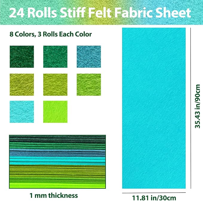24 Pcs 11.8 x 35.4 Inch Wool Blend Felt Sheets - Image 2