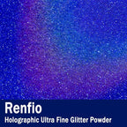 Renfio Holographic Ultra Fine Glitter Powder Metallic Resin Glitter 2.11 Oz PET - Image 2